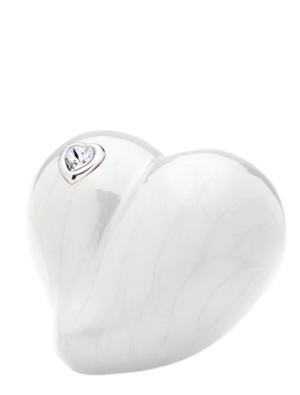 Coeur blanc avec pierre